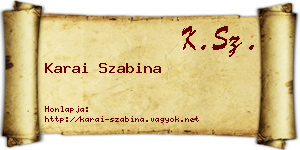 Karai Szabina névjegykártya